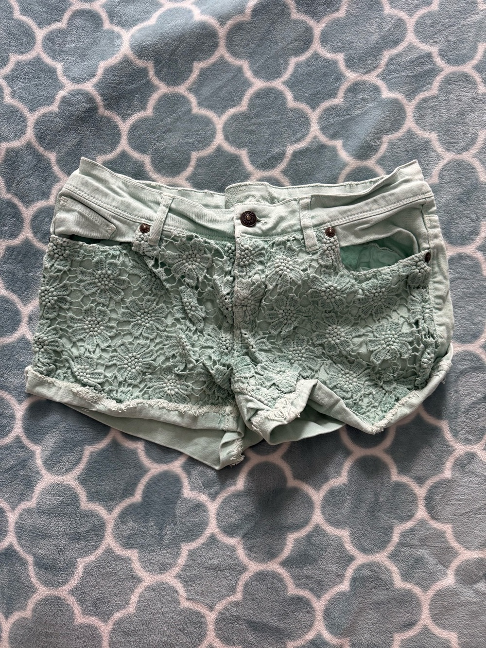 dELiA*s Mint Green Lace Jean Shorts